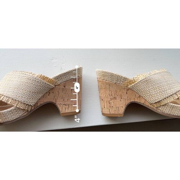 AEROSOLES Madina Crisscross Sand Raffia Wedge Cork Heel Sz 7 Boho Resort Vacay - Picture 5 of 5